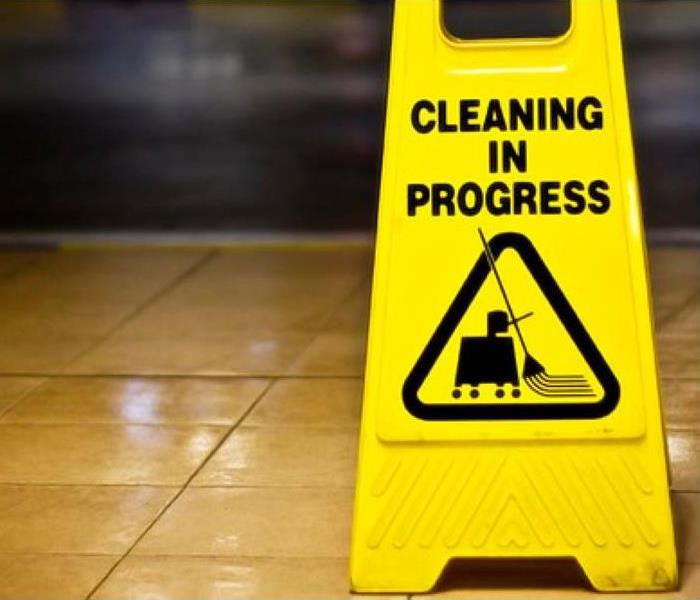 Cleaning in progress sign